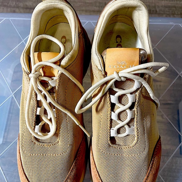 Coach Cream Sneakers with Chunky Sole and Soft Suede Upper - Picture 3 of 8